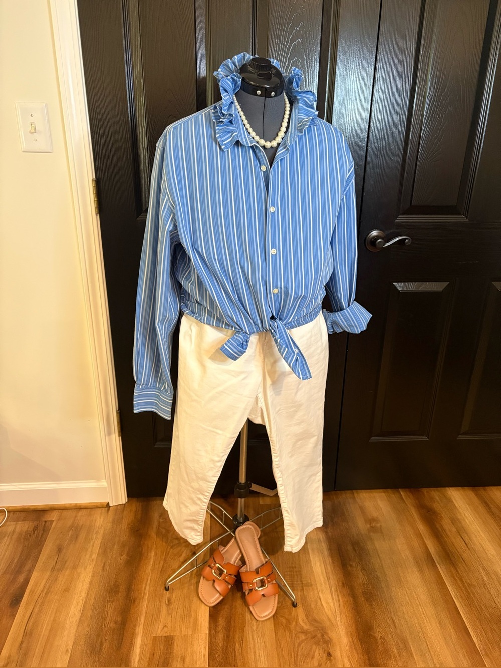 Remade Men’s Shirt to Women’s Ruffle Blouse